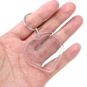 10pcs Acrylic Photo Keychains, Heart-Shaped Blank DIY Pendant, Creative Picture Frame Keyring, Bag hanging decoration key chain,General Fit for New Year, St. Patrick's Day, Valentine's Day Gifts