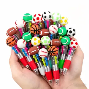 OENSHOW HOME  Multicolor Sports Ball Ballpoint Pen Bulk 4 in 1 Retractable Soccer Basketball Volleyball Football Baseball Golf Ballpoint Writing Pens Team Gifts for Sport Party Favors Exchange Gifts