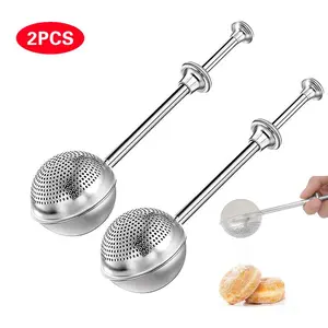 Stainless Steel Flour Duster for Baking, Long Handle Flour Sifter, Powdered Sugar Shaker Duster, Baking Sifter, Kitchen Gadgets, Baking Supplies