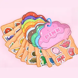 Early Learning Activity Book, Reusable DIY Sticker Toy Book, Color Recognition Flashcards, Shape Matching Game, Art Stickers