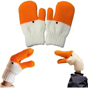 HOWAY Winter Goose Gloves, Funny Novelty Animal Gloves with Thermal Soft Lining, Cute Goose Mittens Gift for Girl Friend Women