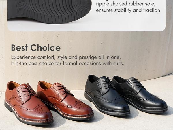 Hawkwell Men's Plus Size Wingtip Brogue Oxfords Dress Shoes