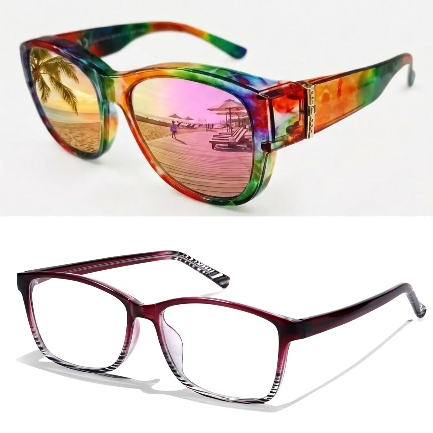 Trysee Trendy Oversized Polarized Sunglasses Fit Over Glasses for Women, Wrap Around Shade UV Protection CTS8511