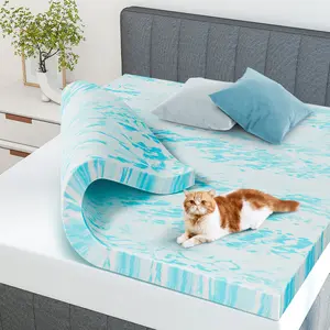 Cool Breathable Mattress Pad Topper, Supportive Memory Foam Bed Topper with Cooling Gel Swirl Infusion - Ideal Gift for Cozy Sleep