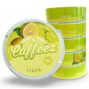 CAFFEEZ Lemon Energy Pouch Sleeve 5 Cans - Zesty Lemon Flavor 100mg Caffeine & 250mg Guarana - Sugar-Free Pure Energy Boost - Pocket-Sized Convenience