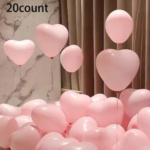 Heart Shaped Balloon, 20pcs Latex Solid Color Balloon Set for Proposal & Wedding & Party & Anniversary & Birthday Decoration, Valentine's Day Gift Idea