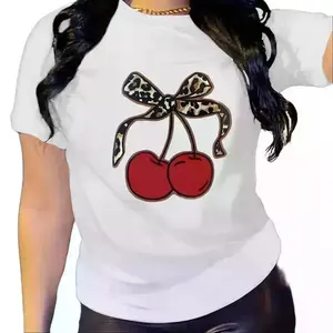 Vintage Cherry Bow Graphic Tee for Women and Men Perfect for Casual Summer Streetwear