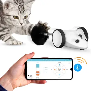 Instachew Purechase Smart Cat Toy Interactive Automatic Mouse Shaped Toy for Pets App Enabled with Adjustable Speed Flip Modes Replaceable Plush Tail USB Charging for Kittens and Dogs