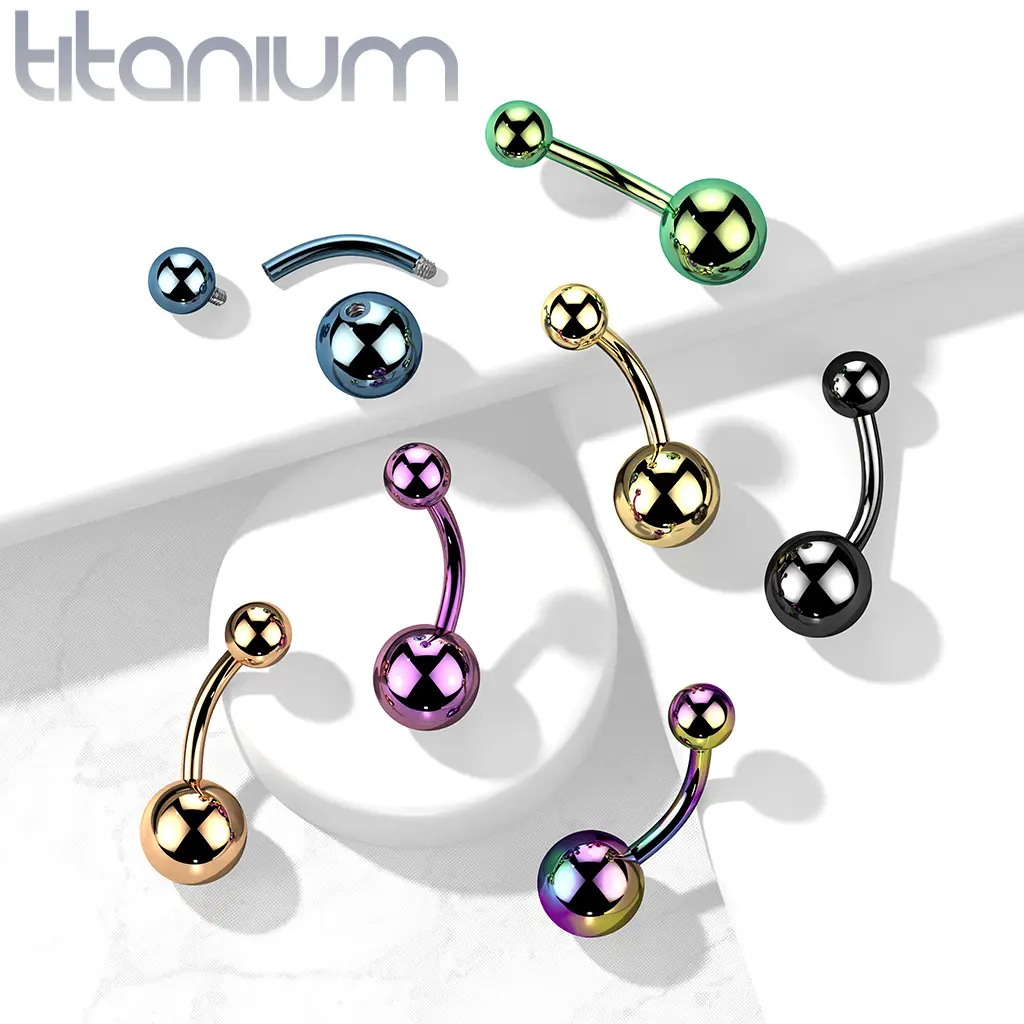 Female Standard 14g 3/8" (10mm) Implant Grade Titanium Simple Belly Button Ring, Internally Threaded Non-Dangle Body Piercing Jewelry for Everyday Wear