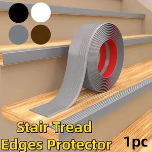 9.8CmX2Meters 1Pc Stair Tread Edges Protector, Self - Adhesive Stair Nosing, Outdoor And Indoor Vinyl Stair Tread Edges Guard (Black, Gray, White，Brown)