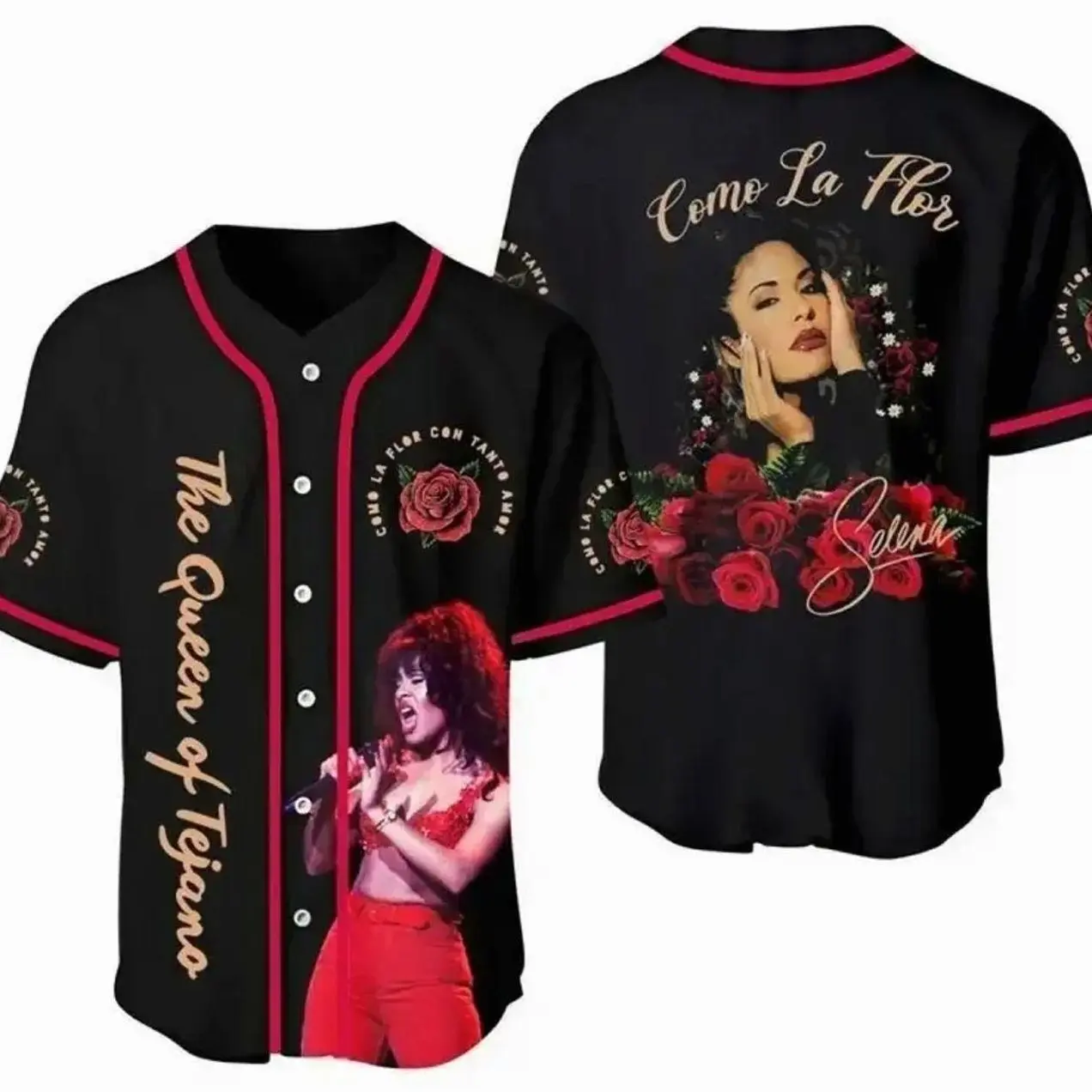 Selena Quintanilla Merch Baseball Jersey – Music Inspired Graphic Button Up Shirt for Fans LXH 8O5