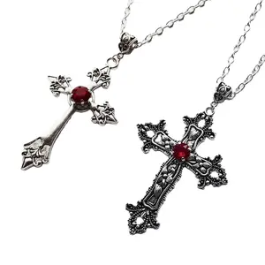 2pcs Stylish Crucifix Necklace Gothic Style Clavicle Chains Church Accessory
