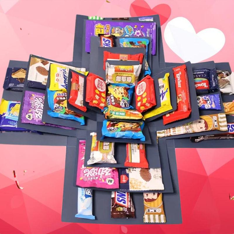 5-Story Surprise Ãxplosion Gift Boxwith Ribbon, Multi-Pocket Snack &Candy & Chocolate Storage, PerfectforBirthdays, Festivals, Holidays