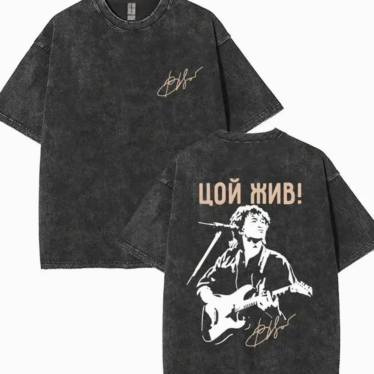 Washed Vintage Legendary Russia Rock Band Viktor Tsoi Kino Tsoi Zhiv Graphic T-shirts Men Classic Rusian Rock Oversized T Shirts 93V