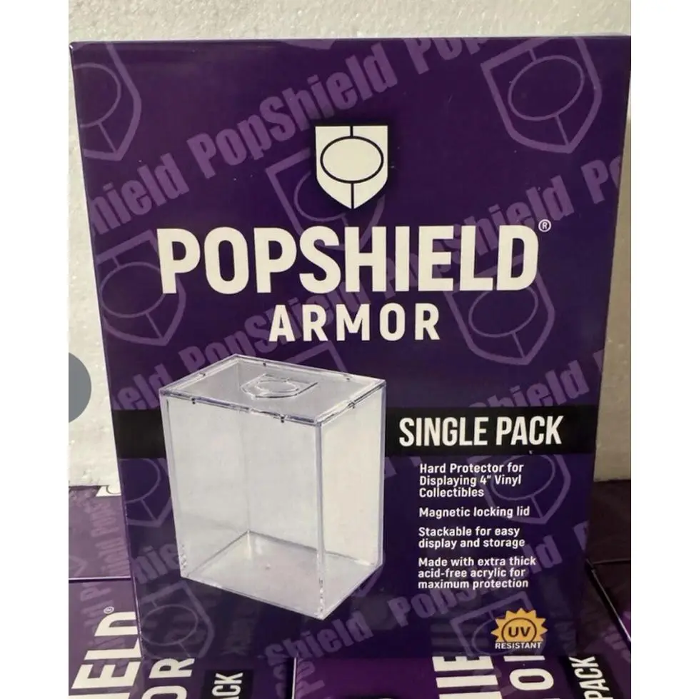 PopShield Armor Single Pack Acrylic Box Protector for 4" Funko Magnetic Lid UV Resistant Hard Protector for Collectibles
