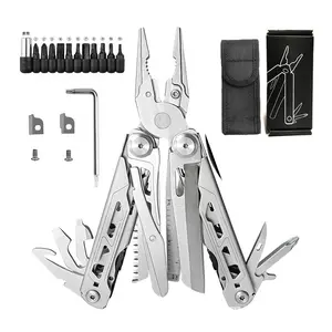 28-in-1 Multi-Tool - Lightweight Everyday Carry Pliers with Pocket Clip and Sheath-EDC Multi Tool Knives with Safety Lock-Camping Tools Pocket Knife with Screwdriver Saw Blade Wire Cutter and Bottle Opener