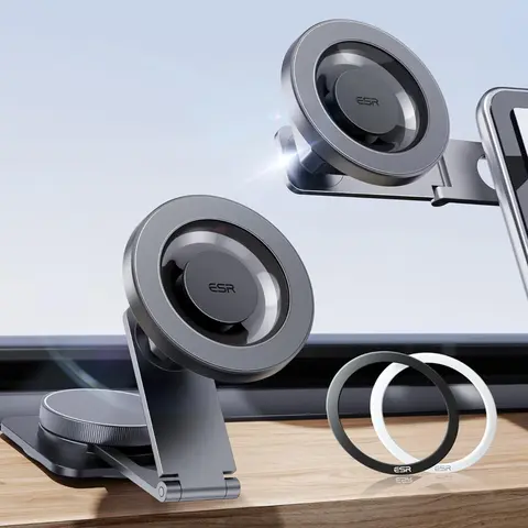 ESR MagSafe Magnetic Car Phone Holder - Secure Dashboard Mount with Magnetic Lock, 360° Rotation, Car Interior Accessory for iPhone 17/16/16e/15/14/13/12, S25, Pixel 10 (2 Metal Rings Included, Charging Not Supported)