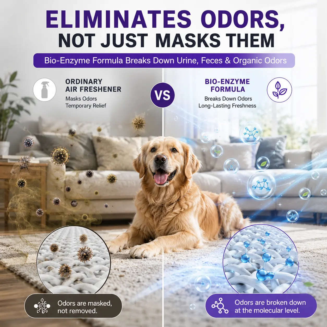 KWOOV Pet Odor Eliminator Concentrate Refill – Removes Dog & Cat Urine Odors, For Spray Gun & Dilution Bottle