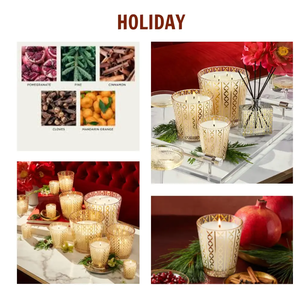 Nest Holiday Scented Candle 21.2oz | 3 Wick Nest Candle Non Toxic & Fresh | Enhance Relaxtion, Romance and Fragrance Glass Scented