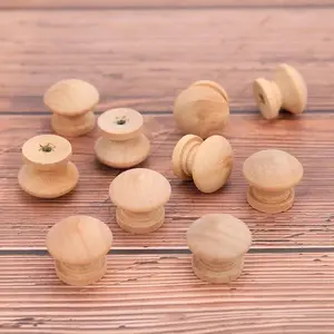 Wooden Single Hole Door Knob, 10pcs/set Round Wooden Drawer Knob, Cabinet Door Handle, Furniture Hardware for Home, Office, Hotel, Apartment