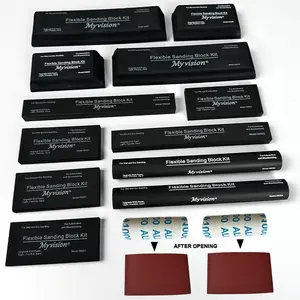 Sanding Block Kit 14pcs with Sandpaper and Mid Block, Wet or Dry Auto Body Sanding Blocks, Lightweight Flexible Hard