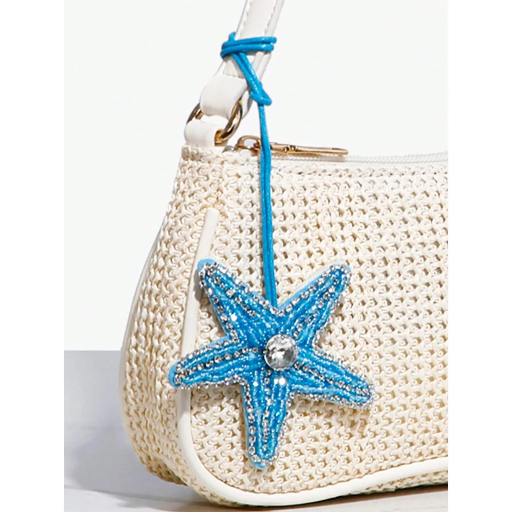 Boho Seashell Shoulder Bags Zipper Single Strap Straw Handbags Underarm ...