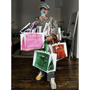 2025 INS blogger's parody creative grocerybags platinum bag remake fashion blogger's same fitness and leisure bag Beach Bag