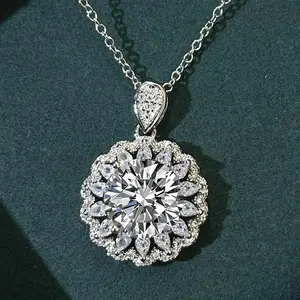 【Must be】S925 Silver Premium Moissanite Necklace - 2-5ct Sizes | Free Chain Upgrade | Nice Gift for Him & Her | Genuine Cert | dealsforyoudays Gift, Minimalist/Trendy