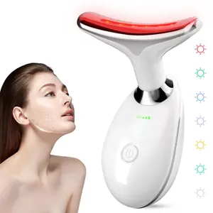 Neck and Face Massager, 7 Color LED Face and Neck Massager, Home Skin Care, Portable Facial Massager, Facial Beauty Massagers, Christmas Gift, Girls' Gift