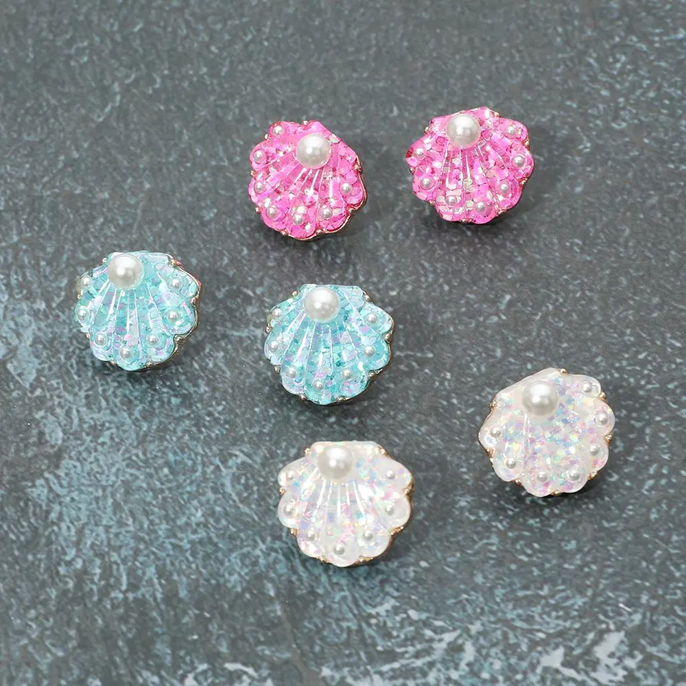 Pearl Confetti Glittered Sea Shell Stud Earrings