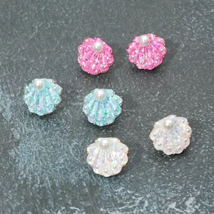 Pearl Confetti Glittered Sea Shell Stud Earrings
