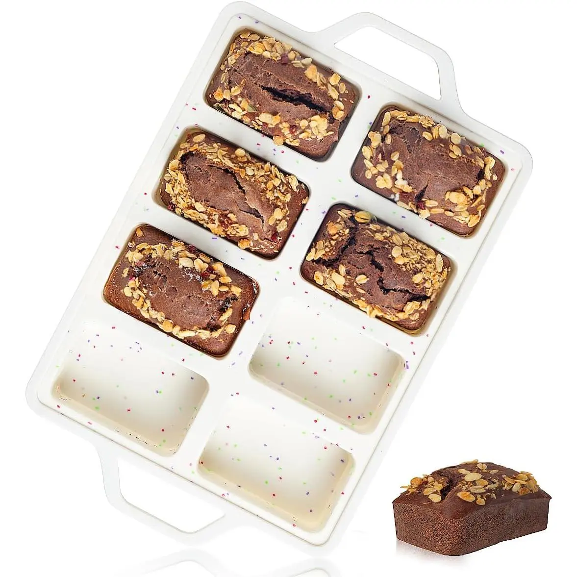 Mini Bread Pan, Metal Reinforced Silicone Mini Bread Pan Non-Stick Cornbread Pan 8 Slots Small Bread Pan for Baking Bread, Bread, Meatloaf, Brownies, Butter