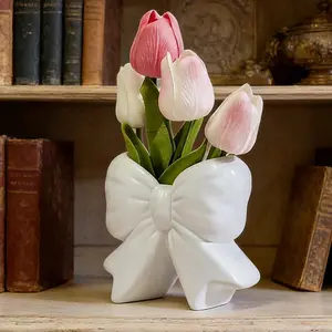 Bow Planter Container, Living Room Balcony Entryway Floral Arrangement, Creative European Style Vase Decor, Dried Flowers Display