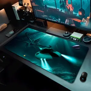 Reaper Leviathan Gaming Desk Mat, Subnautica Mouse Pad, Video Game Desk Pad, Seabed Mouse Pad, Non-slip Backing, Gift for Gamers