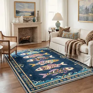 【Deals For You Days】GENIMO Home Rug – Soft, Non-Slip, Pet Friendly, Machine Washable Carpet, Ideal Area Rug for Living Room, Bedroom, Kitchen, Hallway Floor Decor ,ARB4872-INDIGO BLOOM