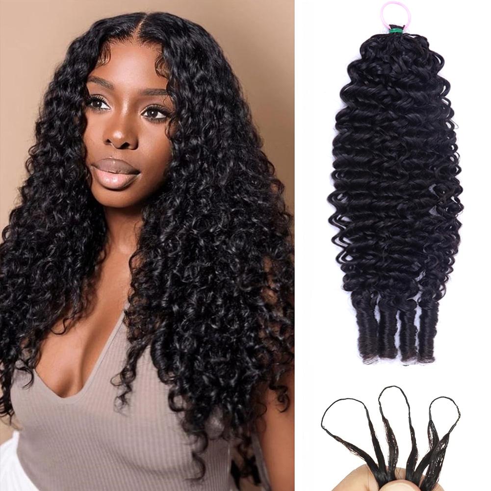 Feather Crochet Human Hair Burmese Curly Crochet Hair for Black Women Knotless Pre-Separated Lightweight Miracle Knots Crochet Human Hair 100% Real Human Hair Bundles Soft Reusable