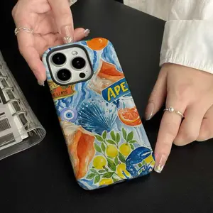 Burga Amalfi Postcard Phone Case for iPhone 17 16 15 14 13 12 11 Pro Max X XR XS Max 8 Plus, Luxury Dual-Layer Protective Hard Case