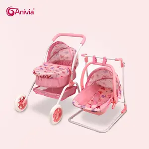 Anivia Brand Doll Stroller, 7 Variants, Baby Basket, Chair, Bed, Highchair, 11-18 Inch Dolls, Ideal Gift for Kids Aged 3+