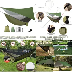 Camping Hammock With Rain Fly Tarp Mosquito Net And Straps