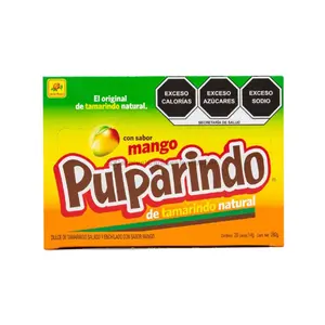 De La Rosa Pulparindo Mango (20 Count) Sweet Mexican Candy Tamarindo Pulp Bars Snack Bonbon Mangga Sugar, Dulces Mexicanos