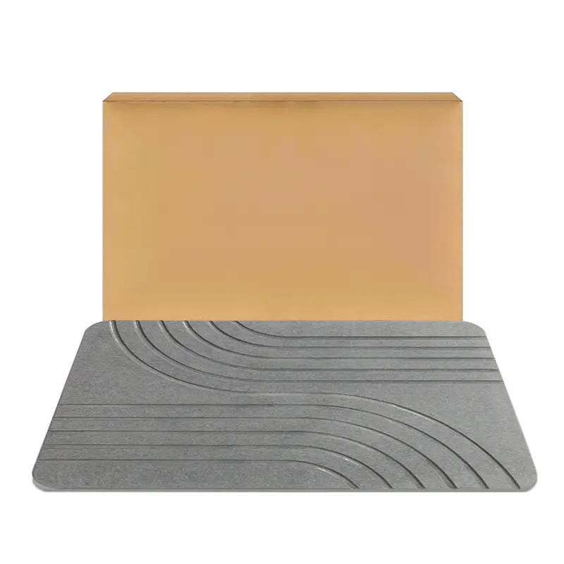 DarkGray Rectangle Diatomite Bath Mat, 23.5x15 in Bathroom Accessory, Non-Slip Quick-Drying Water-Absorbent Mat, Modern Plain Minimalist Design for Bathroom Safety & Elegance