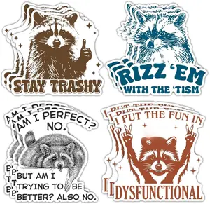 12 PCS Funny Raccoon Stickers for Laptop Water Bottle Car Bumper Waterproof Durable Humor Quotes Stickers Perfect Gift Idea