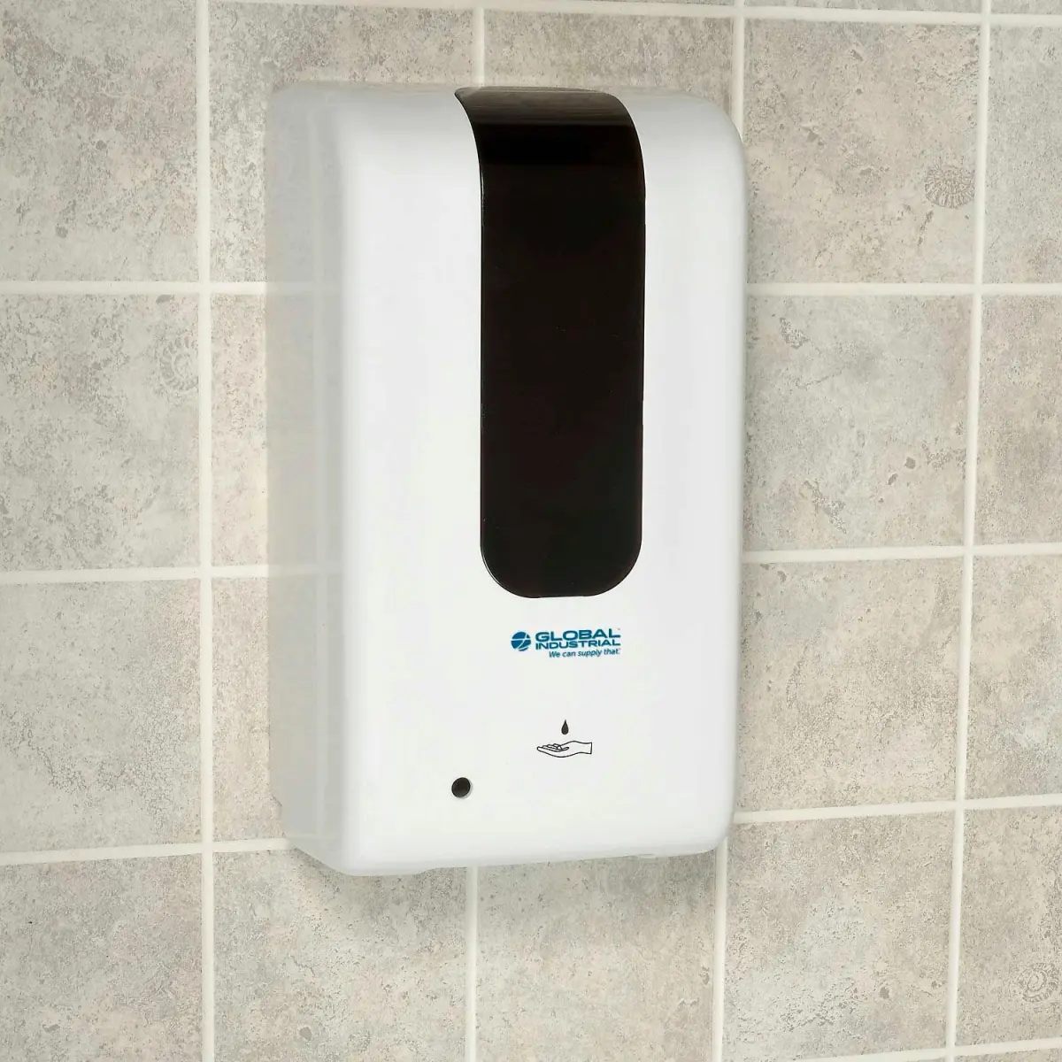 Global Industrial 695750 Automatic Hand Sanitizer & Liquid Soap Dispenser - White, 1200 ml Capacity, Bathroom Home Supply