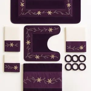 Luxury 18-Piece Bathroom Set with Gold Embroidery – Elegant Non-Slip Bath Mat Collection