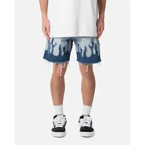 MNML Flame Denim Shorts Blue