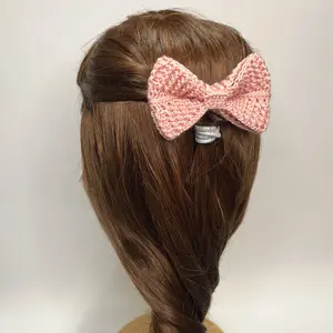 Crocheted Bow Hair Pin, Handmade Hair Accessory
