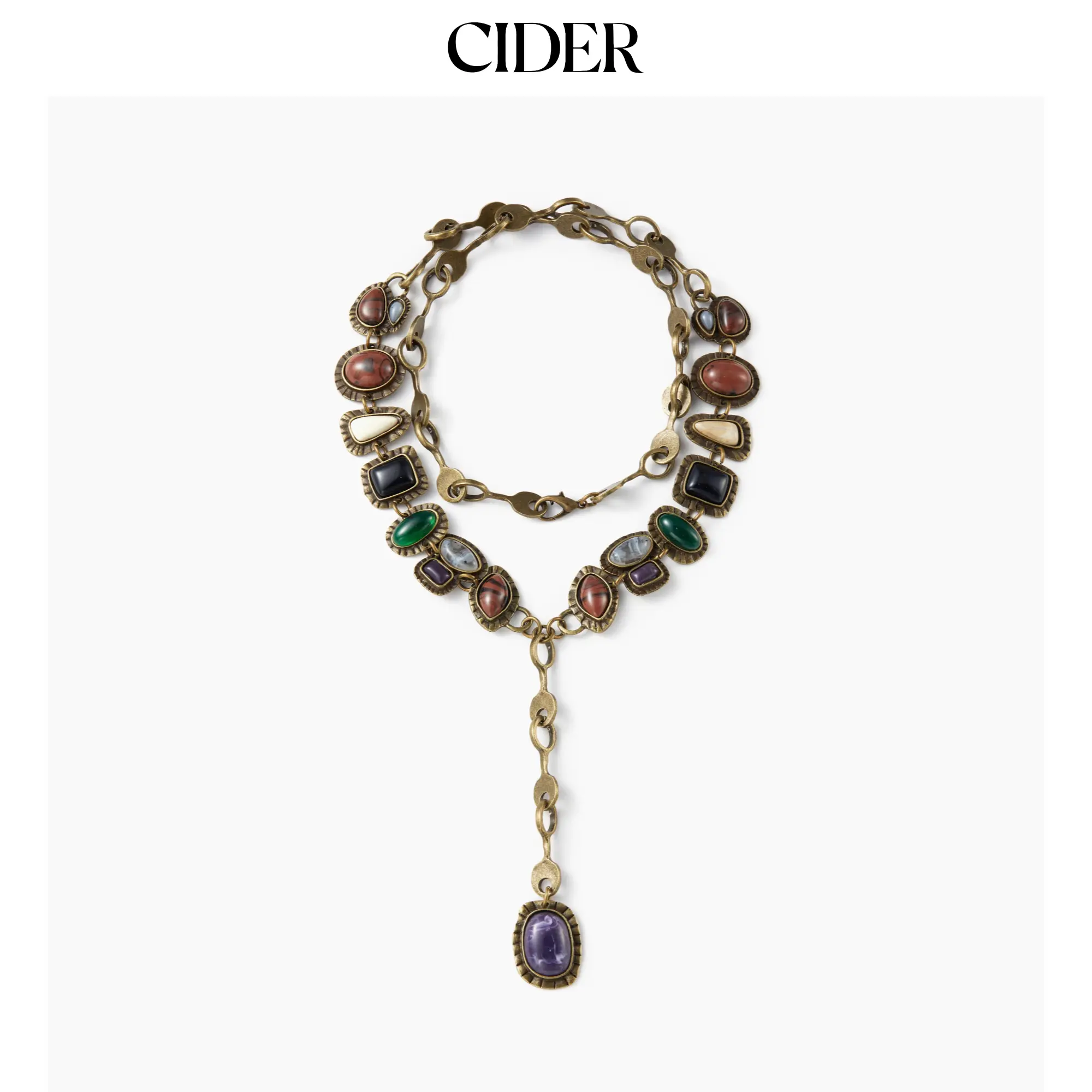 Cider [2 colors, size One Size-One Size] STONE Y-SHAPED NECKLACE