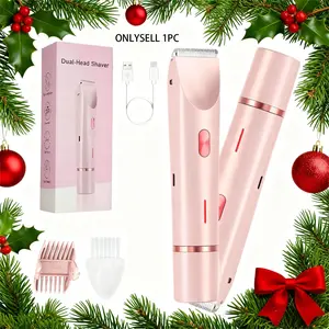 2in 1 Electric Shaver, Dual-Head Hair Removal, Women Bikini Trimmer, Underarm Trimmer, Designed for Full Body Hair Removal, USB Charging, Convenient to Carry, Gentle Touch, Electric Hair Trimmer and Razors for Bikini, Armpit, Leg and Body Hair Removal