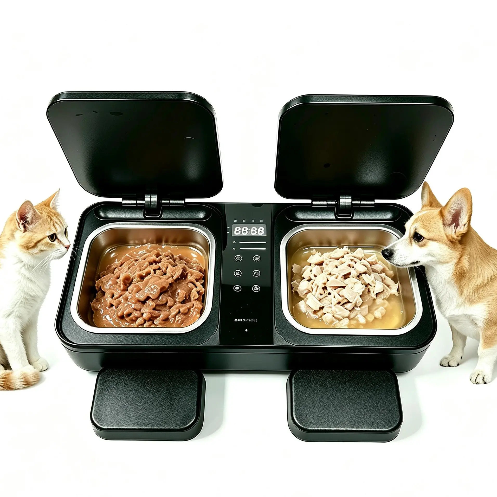 Meowant Automatic Pet Wet Food Feeder for Cats - Digital Timer, Stainless Steel Bowl, Constant Temperature Function for Convenient Feeding