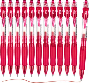 Gel Pens, Red Ink Gel Pens Fine Point 0.7mm, Retractable Gel Ink Pens Bulk Smooth Writing with Soft Anti-Slip Grip & High-Capacity Ink for Note Taking Office Supplies School Women Men(12 Pack)